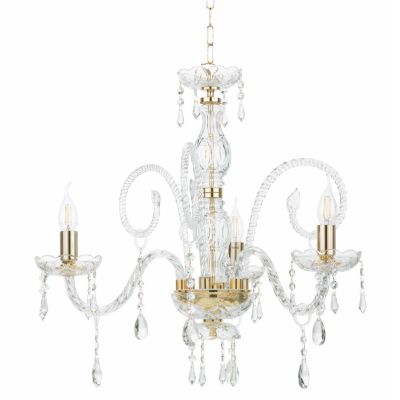 MARIA TERESA 3 LUCI LAMPADARIO IN VETRO CON PENDAGLERIA IN CRISTALLO ONDALUCE CICIRIELLO - Cristalensi Shop Online