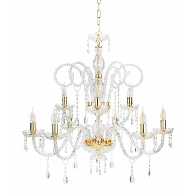 MARIA TERESA 9 LUCI LAMPADARIO IN VETRO CON PENDAGLIERIA IN CRISTALLO ONDALUCE CICIRIELLO - Cristalensi Shop Online