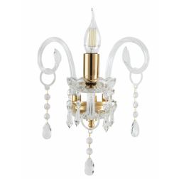 MARIA TERESA T4 APPLIQUE AD UNA SOLA LUCE IN VETRO TRASPARENTE E CRISTALLO CON FINITURE ORO ONDALUCE CICIRIELLO - Cristalensi Sh 2
