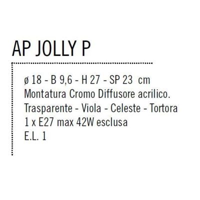 JOLLY APPLIQUE PICCOLO DIFFUSORE IN ACRILICO 4 COLORI MONTATURA CROMO LUCIDA Illuminando - Cristalensi Shop Online
