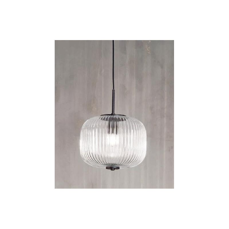 ODETTE SOSPENSIONE VINTAGE DECENTRATA CON 12 LUCI IN VETRO SOFFIATO RIGATO FUME, AMBRA O TRASPARENTE ONDALUCE CICIRIELLO - Crist