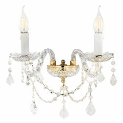 OPERA LAMPADA DA PARETE CLASSICA A DUE LUCI IN VETRO E CRISTALLO 3 COLORI CON FINITURE ORO ONDALUCE CICIRIELLO - Cristalensi Sho 2