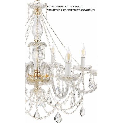 OPERA 12 LUCI GRANDE LAMPADARIO CLASSICO IN VETRO 3 COLORI CON CRISTALLO DI CICIRIELLO ONDALUCE CICIRIELLO - Cristalensi Shop On