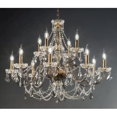 OPERA 12 LUCI GRANDE LAMPADARIO CLASSICO IN VETRO 3 COLORI CON CRISTALLO DI CICIRIELLO ONDALUCE CICIRIELLO - Cristalensi Shop On