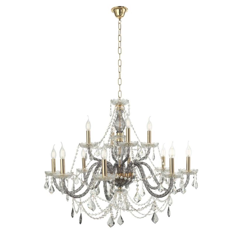 OPERA 12 LUCI GRANDE LAMPADARIO CLASSICO IN VETRO 3 COLORI CON CRISTALLO DI CICIRIELLO ONDALUCE CICIRIELLO - Cristalensi Shop On