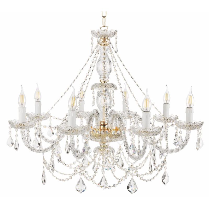 OPERA 8 LUCI LAMPADARIO CLASSICO STILE VENEZIANO IN VETRO 3 COLORI CON CRISTALLI ONDALUCE CICIRIELLO - Cristalensi Shop Online