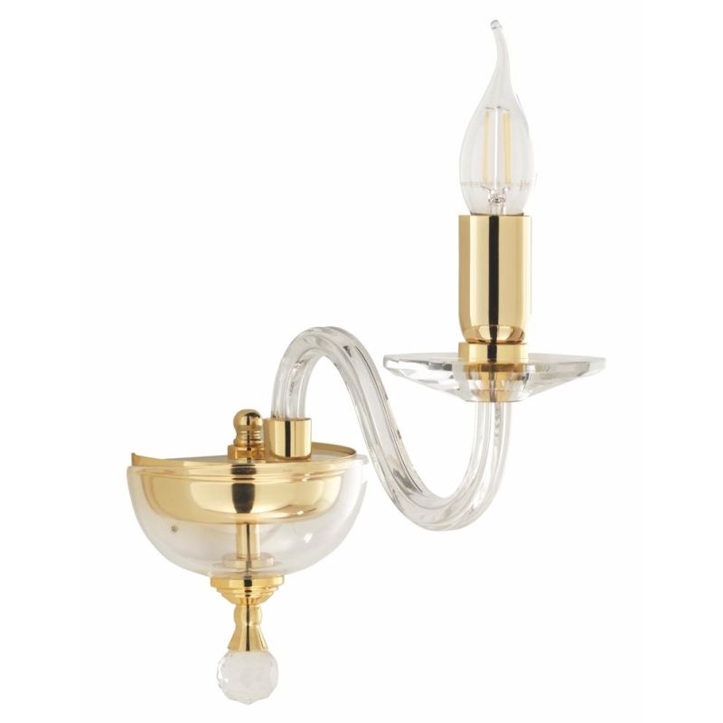 PAGANINI LAMPADA A PARETE CLASSICA CON 1 SOLA LUCE IN VETRO LAVORATO A MANO 7 FINITURE COLORE ONDALUCE CICIRIELLO - Cristalensi