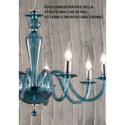PAGANINI LAMPADA A PARETE CLASSICA CON 1 SOLA LUCE IN VETRO LAVORATO A MANO 7 FINITURE COLORE ONDALUCE CICIRIELLO - Cristalensi 2
