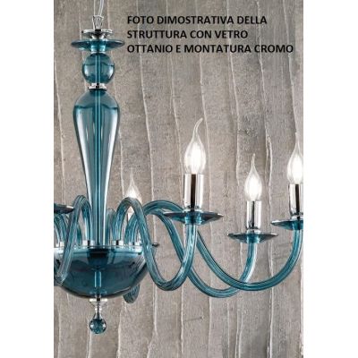 PAGANINI LAMPADA A PARETE CLASSICA CON 1 SOLA LUCE IN VETRO LAVORATO A MANO 7 FINITURE COLORE ONDALUCE CICIRIELLO - Cristalensi