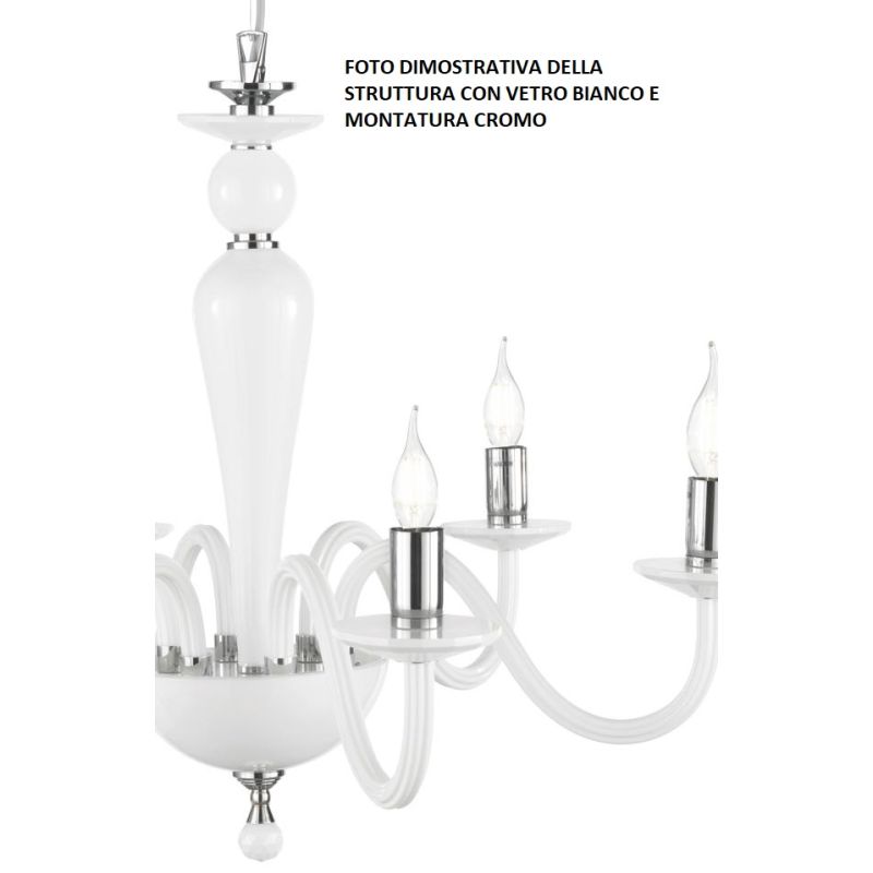 PAGANINI LAMPADA A PARETE CLASSICA CON 1 SOLA LUCE IN VETRO LAVORATO A MANO 7 FINITURE COLORE ONDALUCE CICIRIELLO - Cristalensi