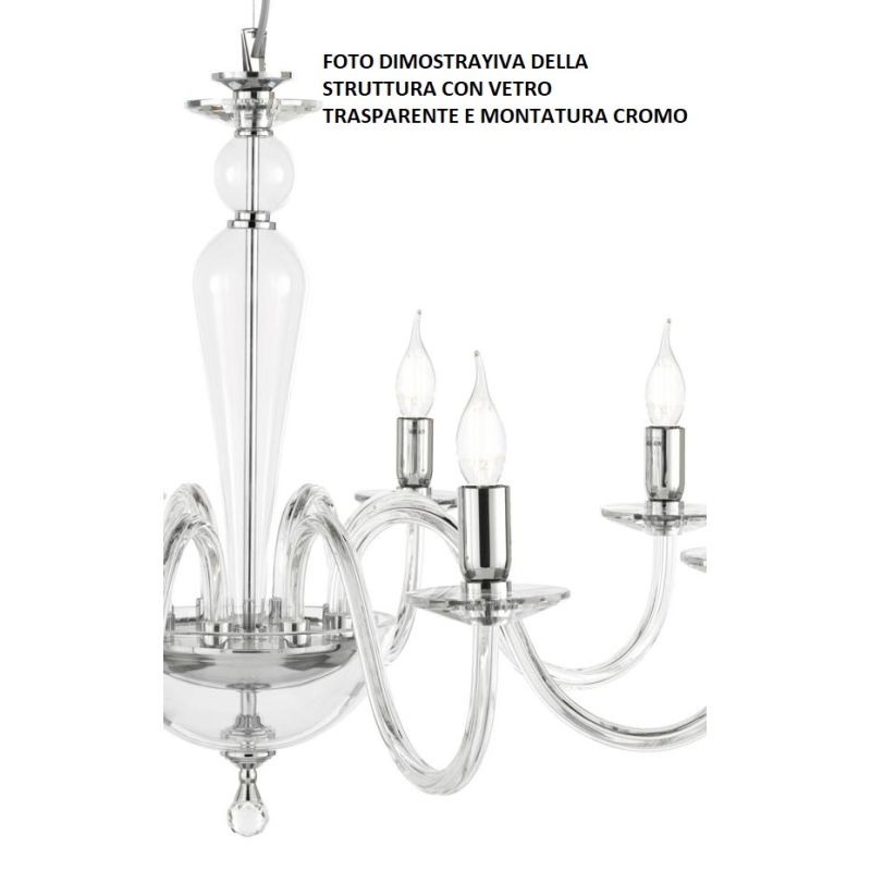 PAGANINI LAMPADA A PARETE CLASSICA CON 1 SOLA LUCE IN VETRO LAVORATO A MANO 7 FINITURE COLORE ONDALUCE CICIRIELLO - Cristalensi