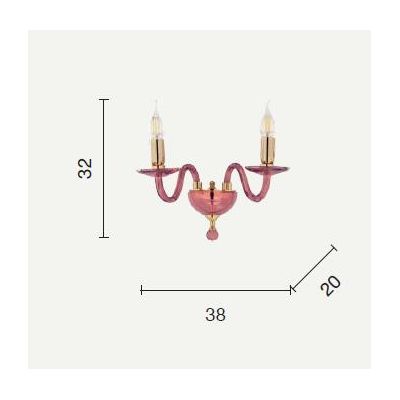 PAGANINI LAMPADA A PARETE CLASSICA CON 2 LUCI IN VETRO LAVORATO A MANO 7 COLORI DISPONIBILI ONDALUCE CICIRIELLO - Cristalensi Sh