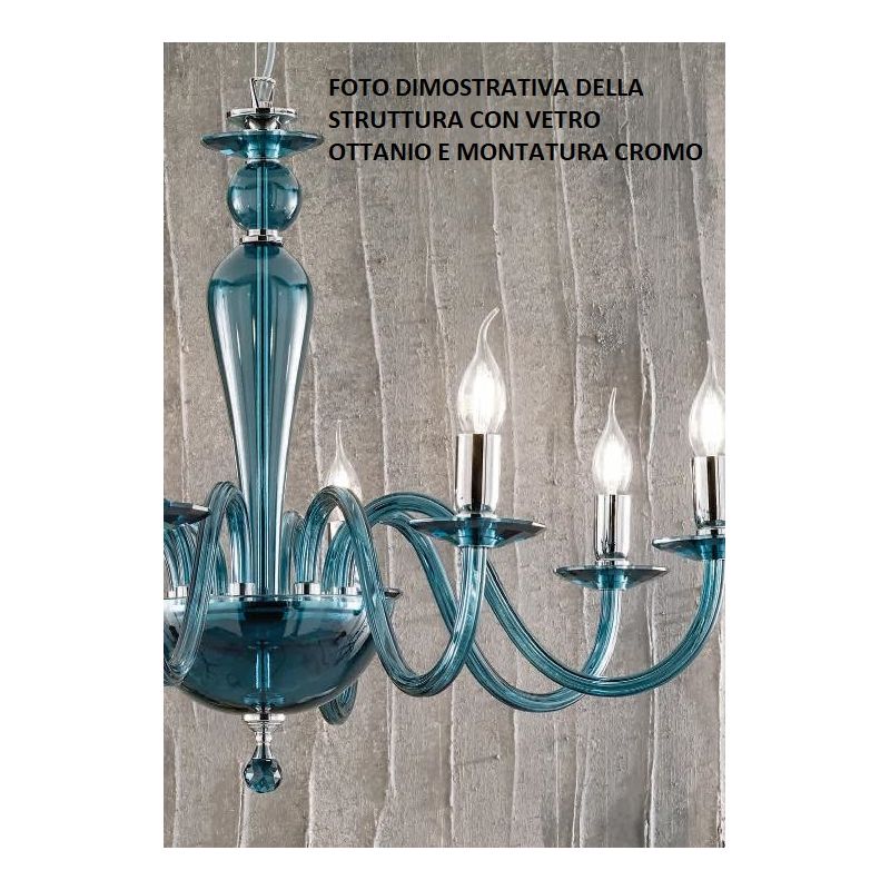 PAGANINI LAMPADA A PARETE CLASSICA CON 2 LUCI IN VETRO LAVORATO A MANO 7 COLORI DISPONIBILI ONDALUCE CICIRIELLO - Cristalensi Sh