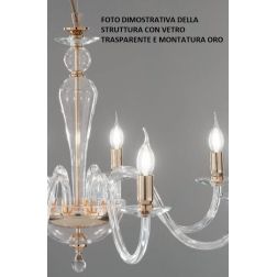 PAGANINI LAMPADARIO A SOSPENSIONE CLASSICO 12 LUCI IN VETRO LAVORATO A MANO 7 COLORI DISPONIBILI ONDALUCE CICIRIELLO - Cristalen 2