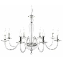 PAGANINI LAMPADARIO A SOSPENSIONE CLASSICO 8 LUCI IN VETRO LAVORATO A MANO 7 COLORI DISPONIBILI ONDALUCE CICIRIELLO - Cristalens 2