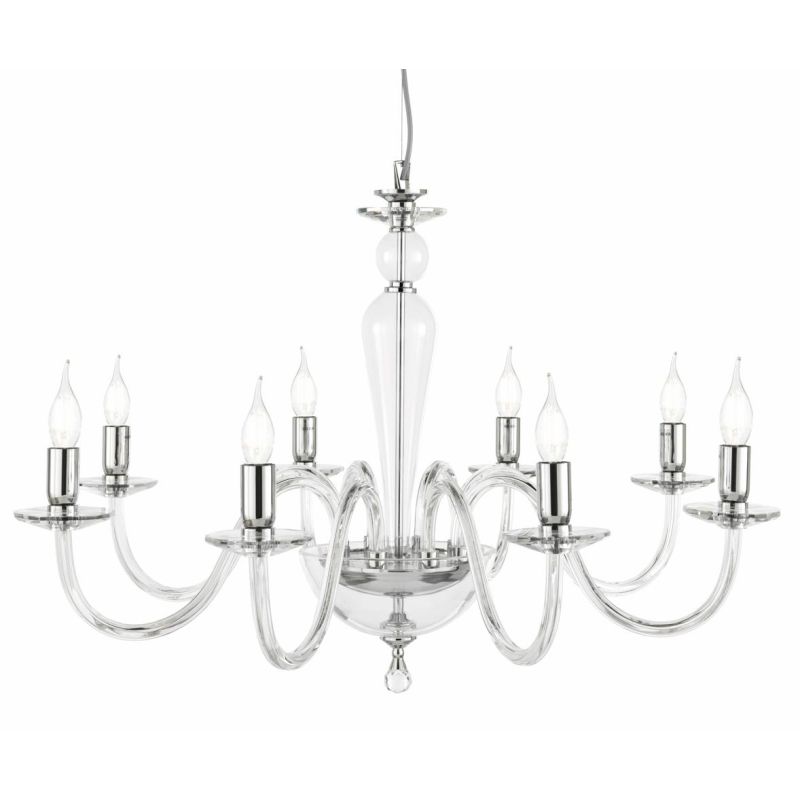 PAGANINI LAMPADARIO A SOSPENSIONE CLASSICO 8 LUCI IN VETRO LAVORATO A MANO 7 COLORI DISPONIBILI ONDALUCE CICIRIELLO - Cristalens