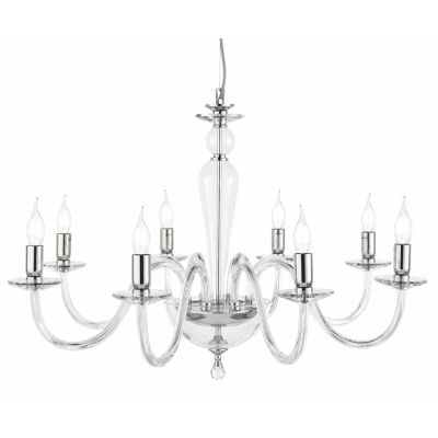PAGANINI LAMPADARIO A SOSPENSIONE CLASSICO 8 LUCI IN VETRO LAVORATO A MANO 7 COLORI DISPONIBILI ONDALUCE CICIRIELLO - Cristalens