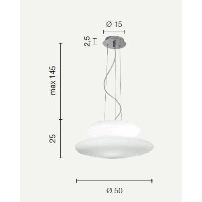 PAGODA SOSPENSIONE MODERNA CON DOPPIO DIFFUSORE IN VETRO SOFFIATO BIANCO DIAMETRO CM 50 ONDALUCE CICIRIELLO - Cristalensi Shop O