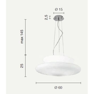 PAGODA SOSPENSIONE MODERNA CON DOPPIO DIFFUSORE IN VETRO SOFFIATO BIANCO DIAMETRO CM 60 ONDALUCE CICIRIELLO - Cristalensi Shop O