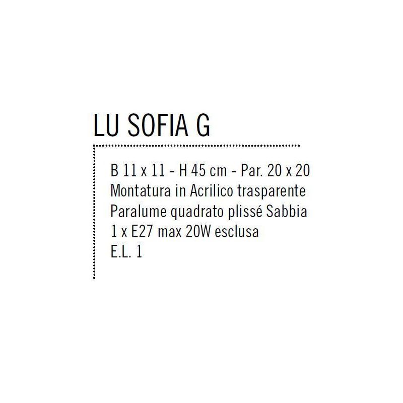 SOFIA LAMPADA DA TAVOLO IN ACRILICO TRASPARENTE E PARALUME PLISSE' SABBIA DI ILLUMINANDO Illuminando - Cristalensi Shop Online
