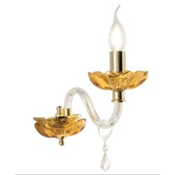 PATRICIA LAMPADA A PARETE CLASSICA CON UNA SOLA LUCE IN VETRO E CRISTALLO AMBRA CON FINITURA ORO ONDALUCE CICIRIELLO - Cristalen 2