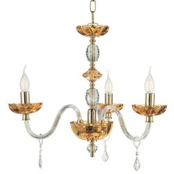 PATRICIA 3 LUCI LAMPADARIO A SOSPENSIONE CLASSICO IN VETRO E CRISTALLO AMBRA DI CICIRIELLO ONDALUCE CICIRIELLO - Cristalensi Sho