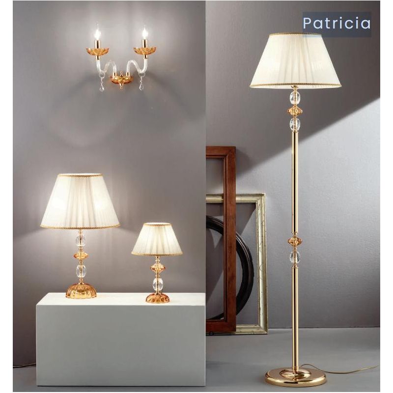 PATRICIA ABAT-JOUR IN CRISTALLO e METALLO ELEGANTE E CLASSICO AMBRA CON FINITURA ORO DI ONDALUCE ONDALUCE CICIRIELLO - Cristalen