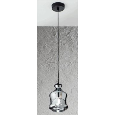 PIN SOSPENSIONE SINGOLA IN VETRO SOFFIATO FUME O AMBRA D15 CM ATTACCO E14 STILE VINTAGE ONDALUCE CICIRIELLO - Cristalensi Shop O