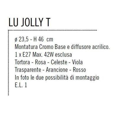 JOLLY LAMPADA DA TAVOLO CON STELO CROMATO E PARALUME IN ACRILICO IN 7 COLORI Illuminando - Cristalensi Shop Online