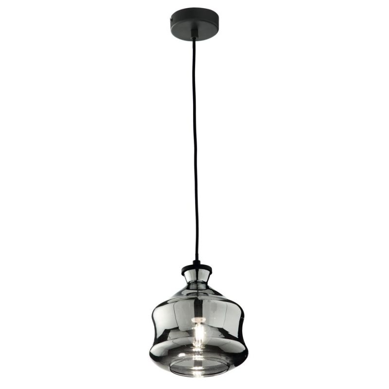PIN SOSPENSIONE SINGOLA STILE VINTAGE IN VETRO SOFFIATO FUME O AMBRA D18 CM ATTACCO E14 ONDALUCE CICIRIELLO - Cristalensi Shop O