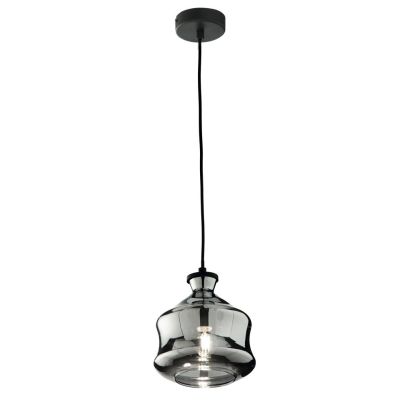 PIN SOSPENSIONE SINGOLA STILE VINTAGE IN VETRO SOFFIATO FUME O AMBRA D18 CM ATTACCO E14 ONDALUCE CICIRIELLO - Cristalensi Shop O