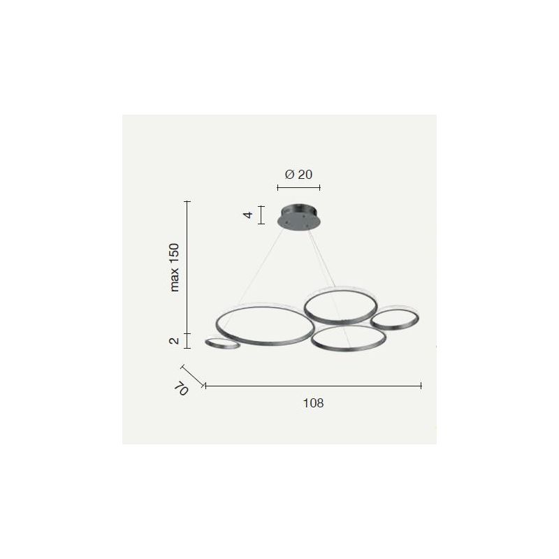 POIS LAMPADARIO SOSPENSIONE GRIGIO O ORO LED 60W 6000LM MODERNA LUCE DIFFUSA ONDALUCE CICIRIELLO - Cristalensi Shop Online