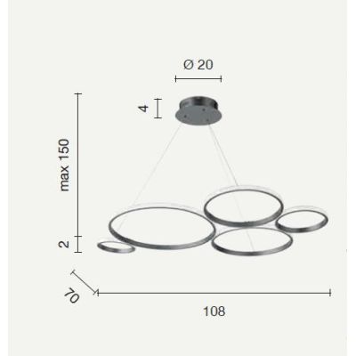 POIS LAMPADARIO SOSPENSIONE GRIGIO O ORO LED 60W 6000LM MODERNA LUCE DIFFUSA ONDALUCE CICIRIELLO - Cristalensi Shop Online