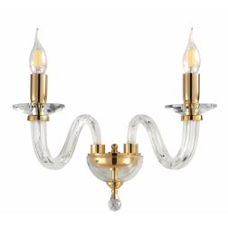 RAVEL LAMPADA DA PARETE A 2 LUCI CLASSICA ED ELEGANTE IN CRISTALLO E VETRO 4 COLORI DI ONDALUCE ONDALUCE CICIRIELLO - Cristalens