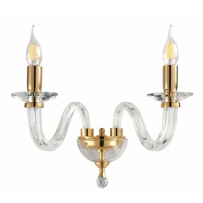 RAVEL LAMPADA DA PARETE A 2 LUCI CLASSICA ED ELEGANTE IN CRISTALLO E VETRO 4 COLORI DI ONDALUCE ONDALUCE CICIRIELLO - Cristalens