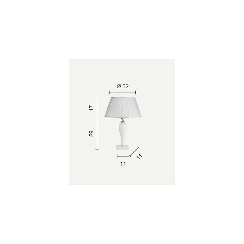 RAVEL LAMPADA DA TAVOLO PICCOLA IN VETRO E PARALUME IN TESSUTO 4 COLORI ONDALUCE CICIRIELLO - Cristalensi Shop Online