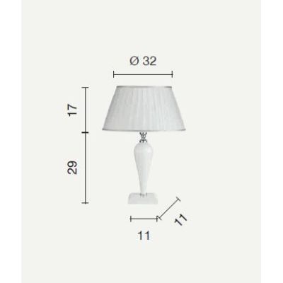 RAVEL LAMPADA DA TAVOLO PICCOLA IN VETRO E PARALUME IN TESSUTO 4 COLORI ONDALUCE CICIRIELLO - Cristalensi Shop Online