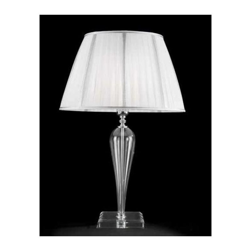 RAVEL LAMPADA DA TAVOLO PICCOLA IN VETRO E PARALUME IN TESSUTO 4 COLORI ONDALUCE CICIRIELLO - Cristalensi Shop Online