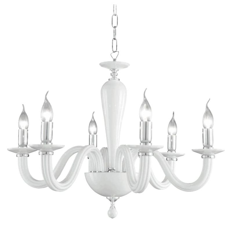 RAVEL LAMPADARIO CLASSICO 6 LUCI IN VETRO 4 COLORI DI ONDALUCE ONDALUCE CICIRIELLO - Cristalensi Shop Online