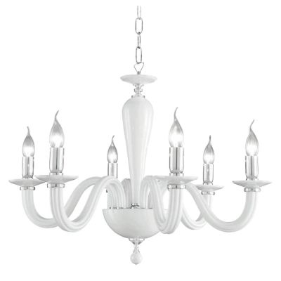 RAVEL LAMPADARIO CLASSICO 6 LUCI IN VETRO 4 COLORI DI ONDALUCE ONDALUCE CICIRIELLO - Cristalensi Shop Online