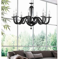 RAVEL LAMPADARIO A SOSPENSIONE CLASSICO IN VETRO E CRISTALLO A 8 LUCI IN 4 COLORI ONDALUCE ONDALUCE CICIRIELLO - Cristalensi Sho 2