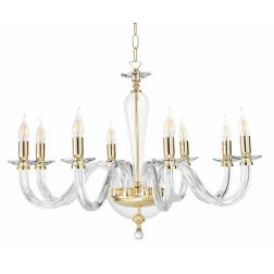 RAVEL LAMPADARIO A SOSPENSIONE CLASSICO IN VETRO E CRISTALLO A 8 LUCI IN 4 COLORI ONDALUCE ONDALUCE CICIRIELLO - Cristalensi Sho