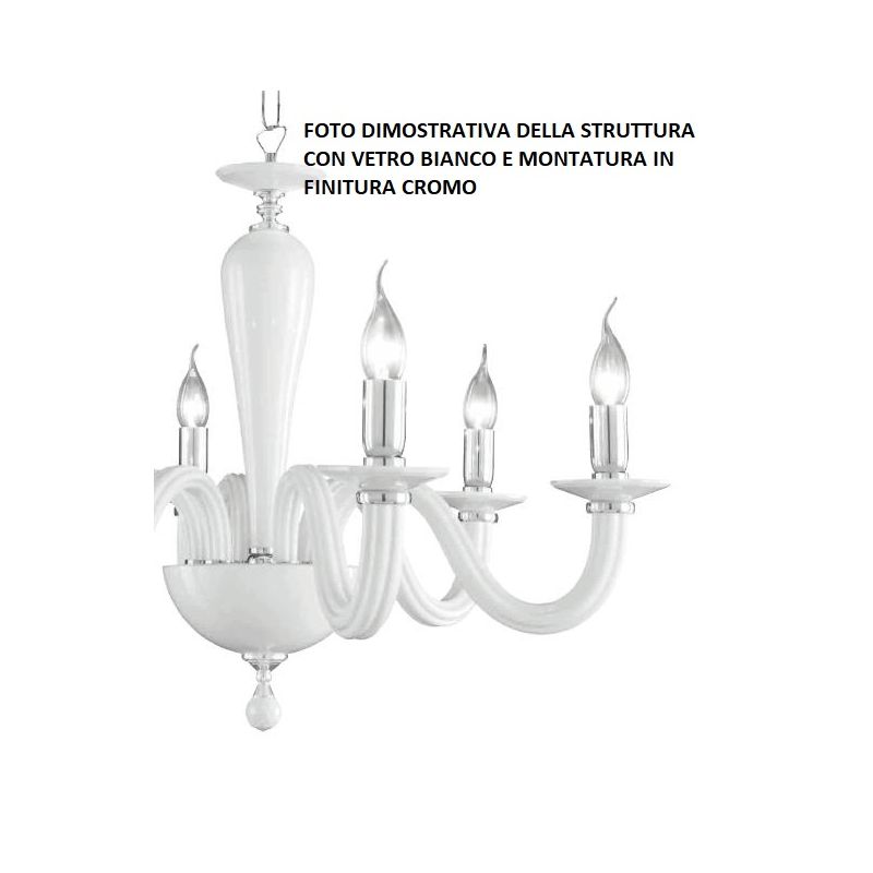 RAVEL LAMPADARIO A SOSPENSIONE CLASSICO IN VETRO E CRISTALLO A 12 LUCI IN 4 COLORI ONDALUCE ONDALUCE CICIRIELLO - Cristalensi Sh