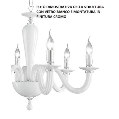RAVEL LAMPADARIO A SOSPENSIONE CLASSICO IN VETRO E CRISTALLO A 12 LUCI IN 4 COLORI ONDALUCE ONDALUCE CICIRIELLO - Cristalensi Sh