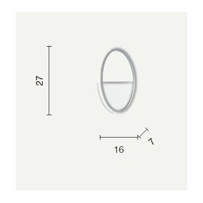 RICE APPLIQUE OVALE MODERNA LED 10W LUCE 3000K METALLO BIANCO O ORO ALTEZZA CM 27 ONDALUCE CICIRIELLO - Cristalensi Shop Online