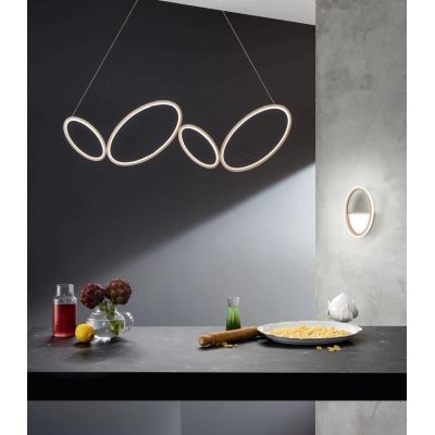 RICE APPLIQUE OVALE MODERNA LED 10W LUCE 3000K METALLO BIANCO O ORO ALTEZZA CM 27 ONDALUCE CICIRIELLO - Cristalensi Shop Online