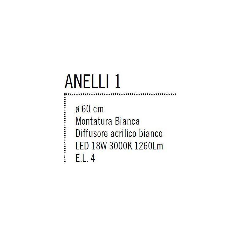 ANELLI SOSPENSIONE LAMPADARIO IN METALLO BIANCO DIAMETRO 60 CM 18W LED ECONOMICO Illuminando - Cristalensi Shop Online
