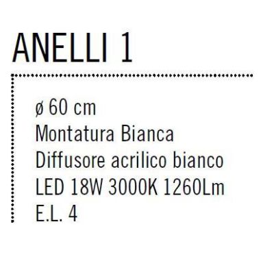 ANELLI SOSPENSIONE LAMPADARIO IN METALLO BIANCO DIAMETRO 60 CM 18W LED ECONOMICO Illuminando - Cristalensi Shop Online