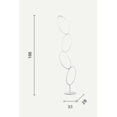 RICE PIANTANA MODERNA 4 ANELLI LED 38W LUCE 3000K DIMMERABILE METALLO BIANCO O ORO ONDALUCE CICIRIELLO - Cristalensi Shop Online
