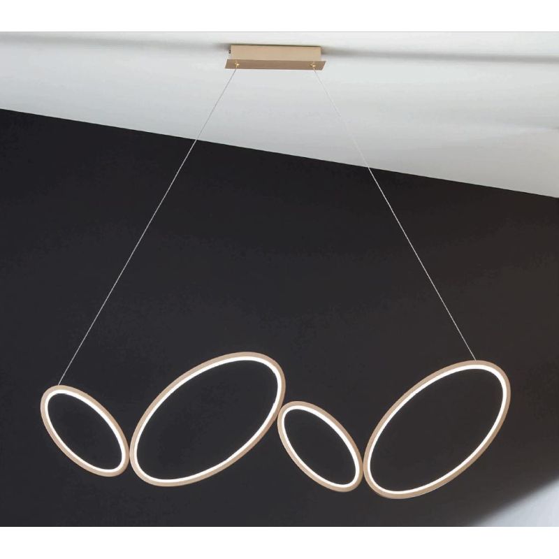 RICE SOSPENSIONE MODERNA 4 ANELLI LED 35W LUCE 3000K DIMMERABILE METALLO BIANCO O ORO ONDALUCE CICIRIELLO - Cristalensi Shop Onl